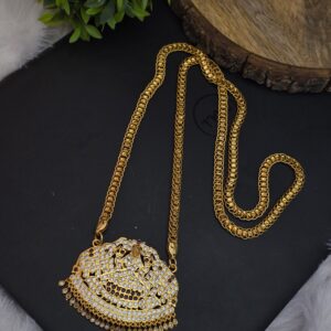 Premium impon ad stone 32 inch gajalakshmi dollar chain