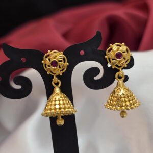 Premium foaming ruby stone jhumka 