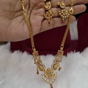 Premium matt ad stone necklace with earings