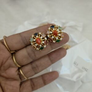 Premium foaming jhumka ad stone navaratna earing
