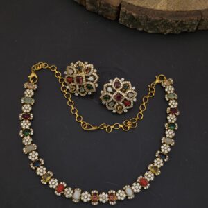 Premium mat ad stone navaratna necklace 