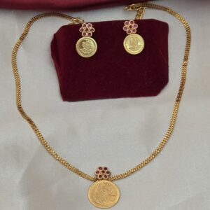 Premium foaming ad stone lakshmi coin necklace