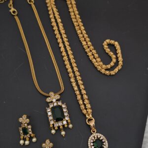  Premium matt emerald necklace with foaming ad stone dollar chain 