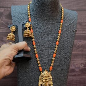 Premium matt lakshmi coral mandapam lakshmi haram