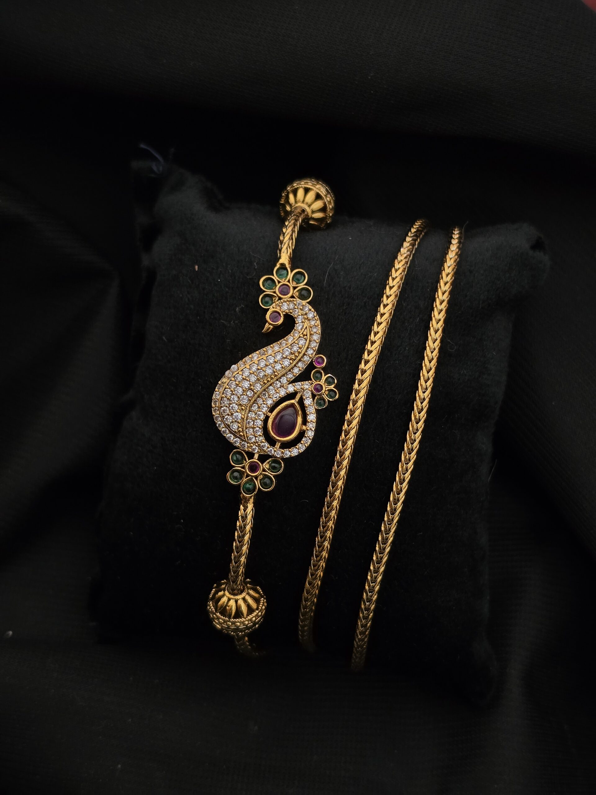 Premium antique ad stone peacock mugappu chain