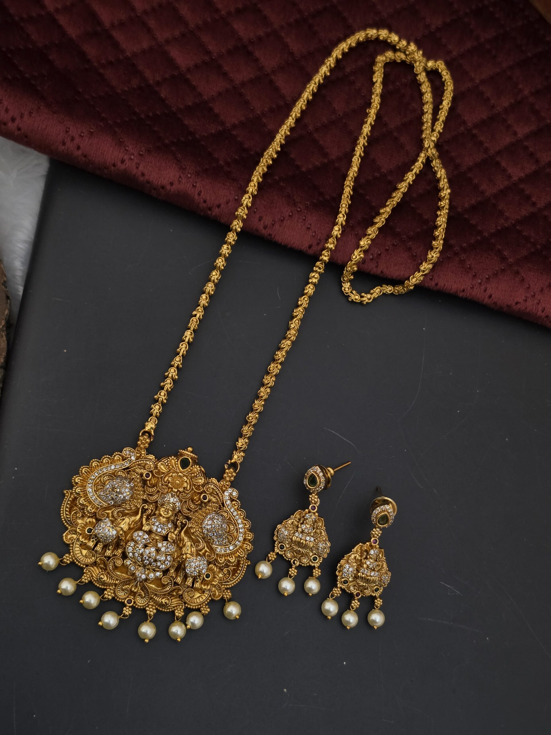 Premium matt ad stone lakshmi dollar chain