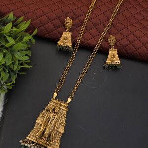  Premium Matt lakshmi kopuram haram with green drops 