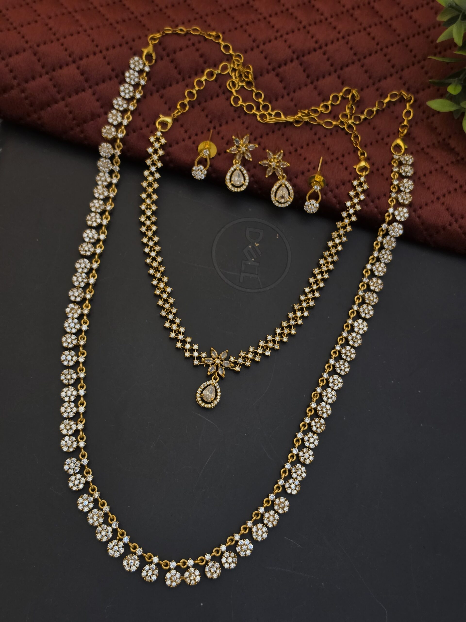 Premium Matt ad stone haram necklace combo