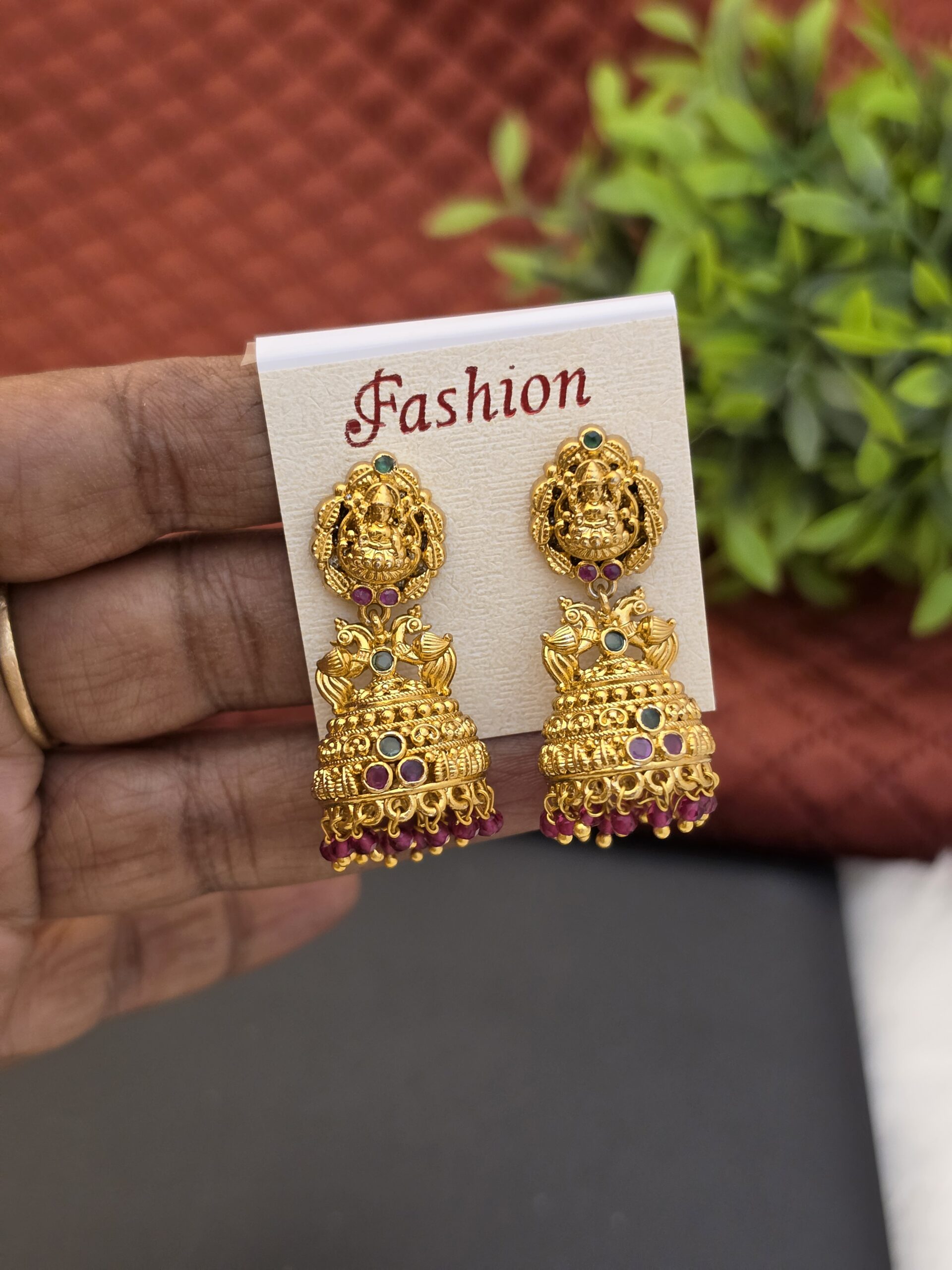 Premium Matt lakshmi ad stone jhumka
