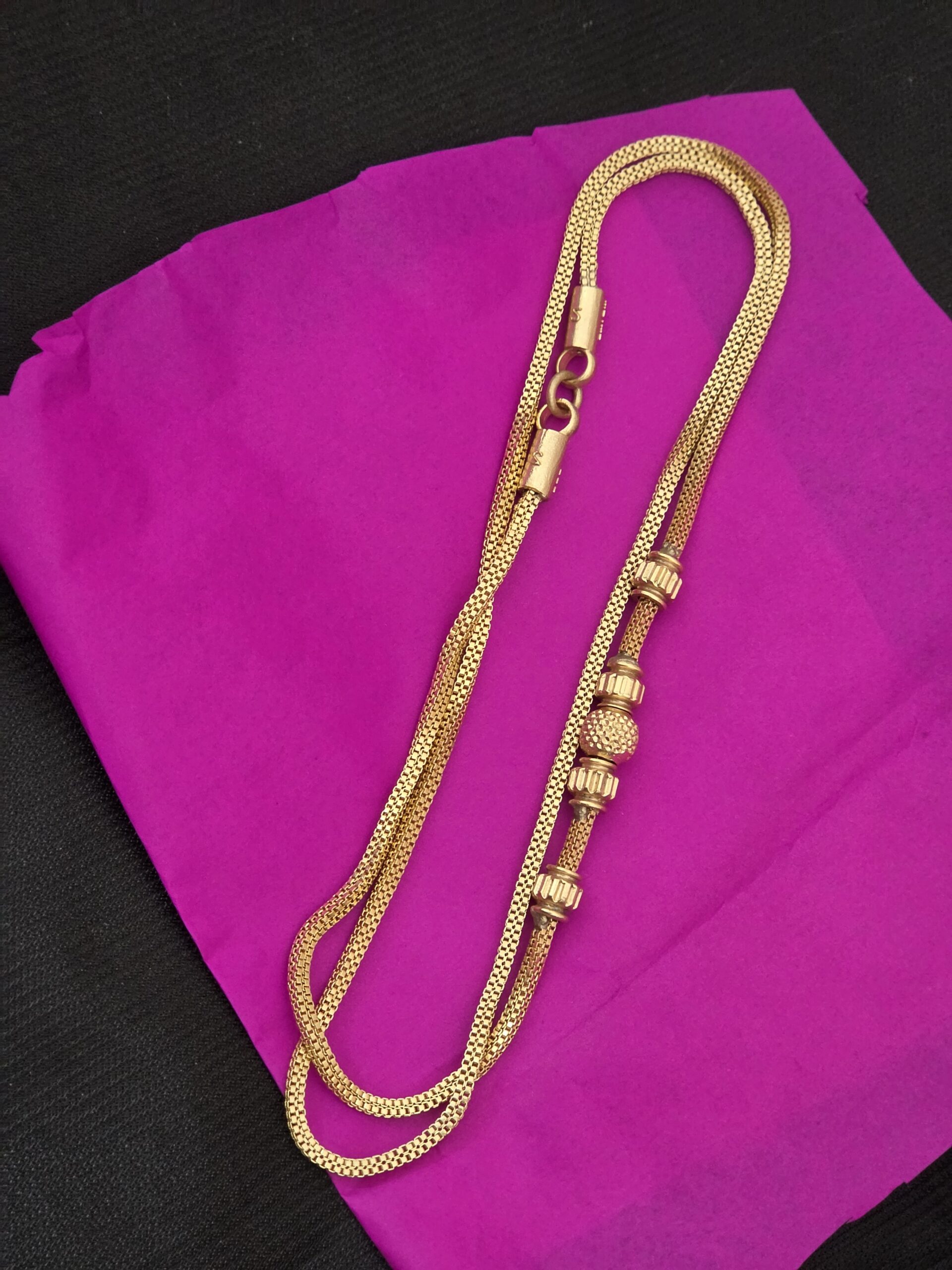 Premium impon 24 inch unpolished plain ball mugappu chain