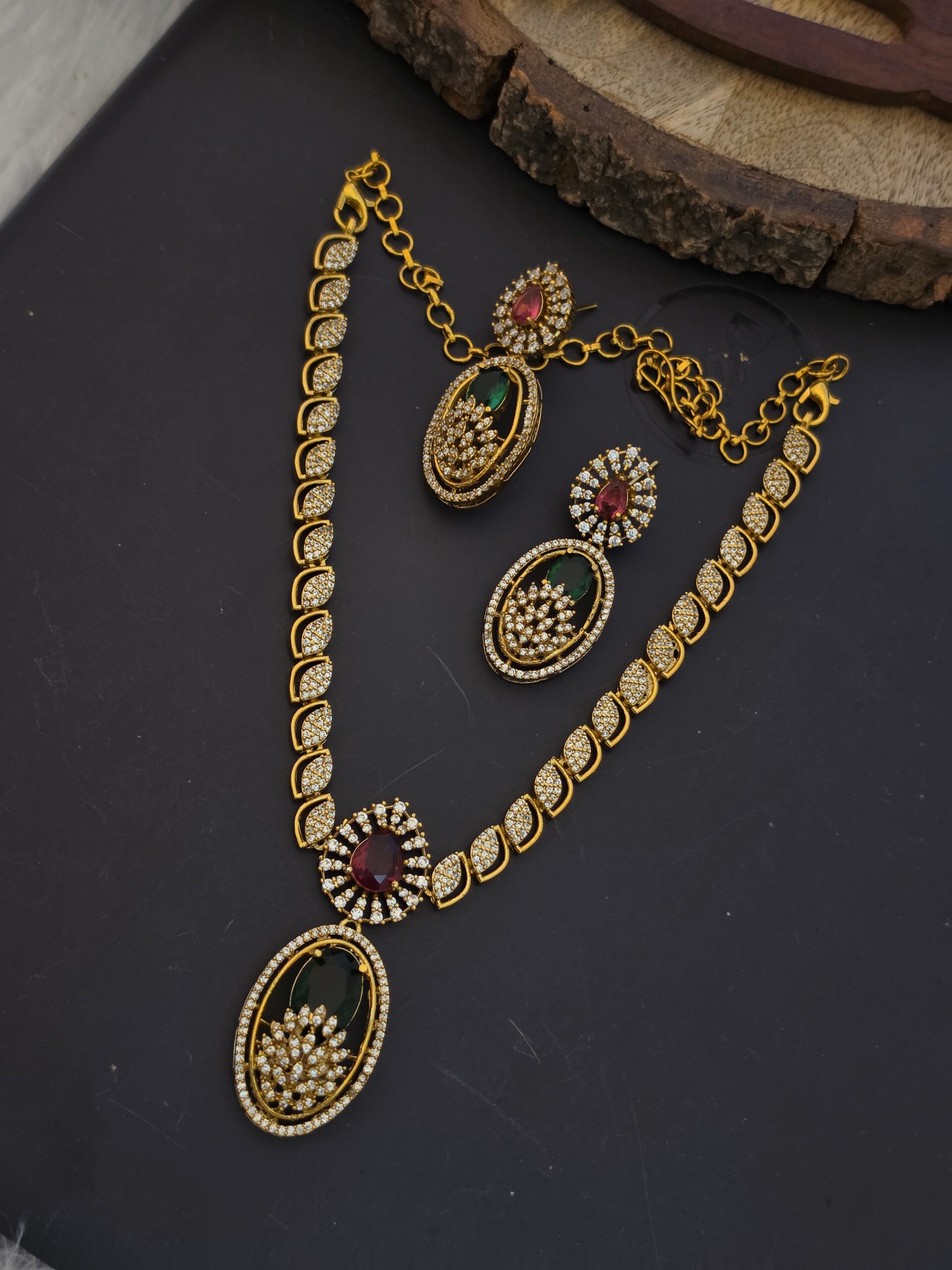 Premium matt ad ruby stone necklace