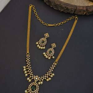 Premium matt ruby ad stone necklace 