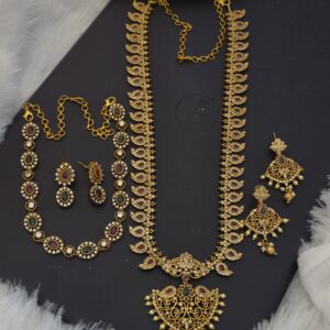 Premium matt combo with haram, necklace and earings 