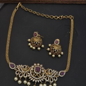 Premium matt ad stone chocker with earings 
