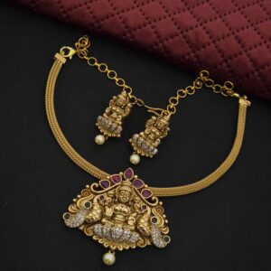 Premium matt ad stone lakshmi lakshmi ruby necklace 1599