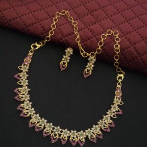 Premium matt ad stone ruby necklace 