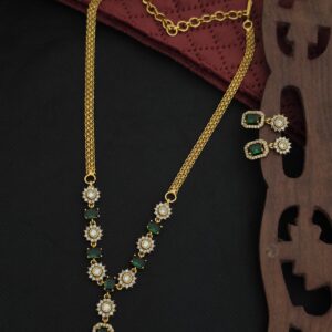 Premium Matt Diamond Look AD stone Detachable Necklace with Stud
