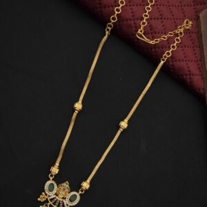 Premium Foaming AD Emerald Stone Perumal Necklace