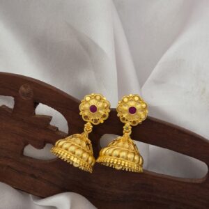 Premium Foaming Ruby Stone Jhumkha