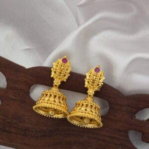 Premium Foaming Royal Ruby stone Jhumkha