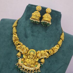 Premium matt antique lakshmi Necklace with earings