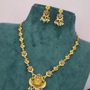 premium matt lakshmi ad stone lakshmi necklace with earings 