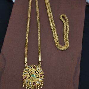 Premium Foaming Ad stone Enamel Lakshmi Dollar Chain 24 inch