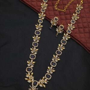 Premium Matt Finish Ad Stone Necklace With Earings