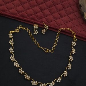 Premium Matt Finish AD Stone Necklace With Earings