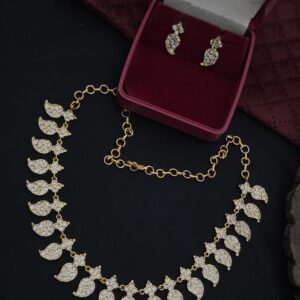 Premium Mat Manga Ad Stone Necklace With Earings