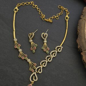 Premium mat AD  stone necklace