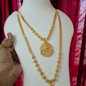Premium Foaming Ruby Stone Haram With Necklace