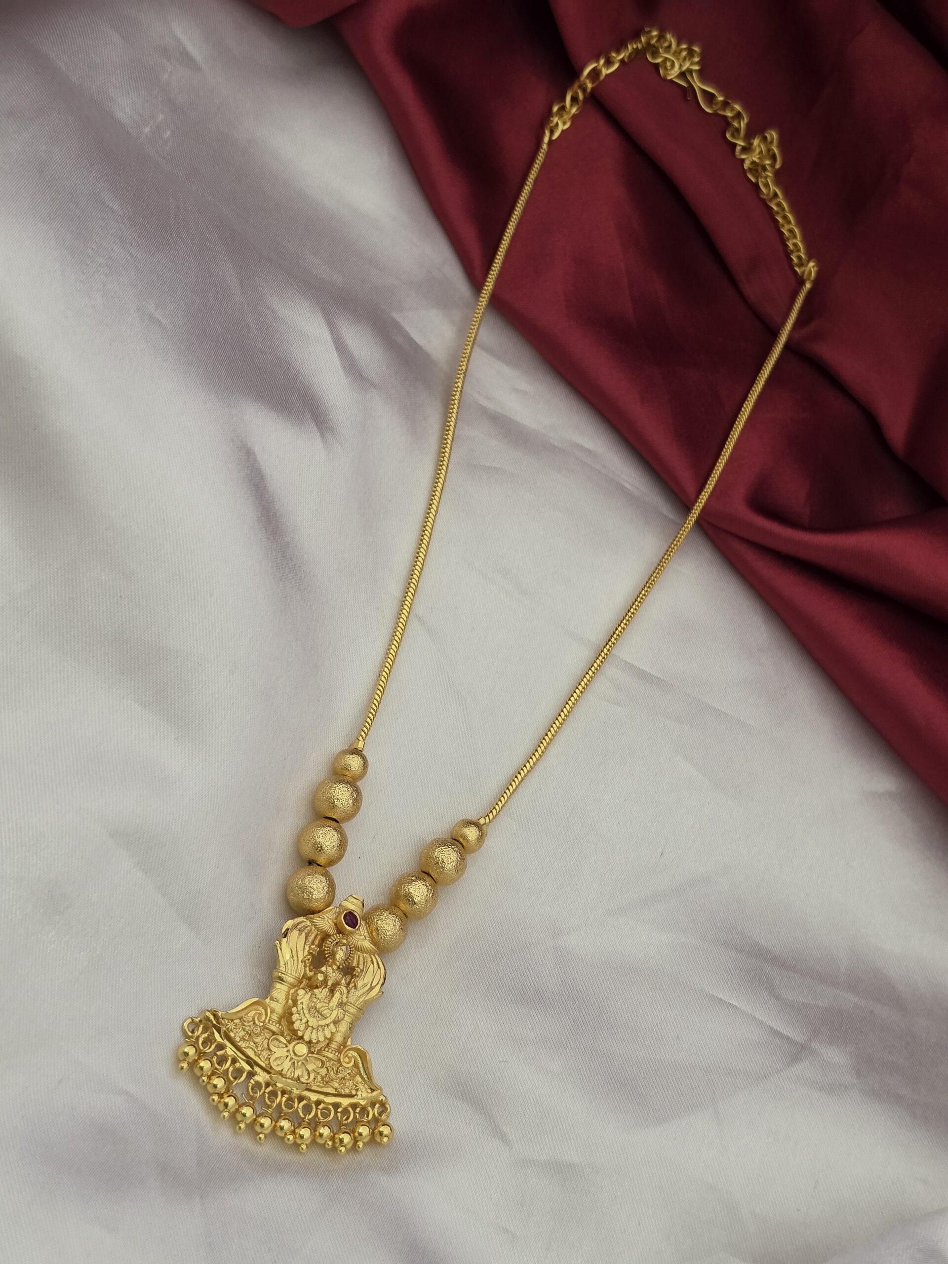 Premium Foaming Ruby Stone Lakshmi Necklace