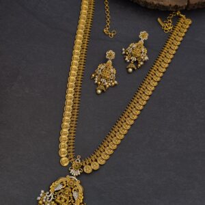Premium Matt Lakshmi Coin Haram With Earings