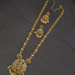 Premium Matt Ad Stone Lakshmi Haram With Earings