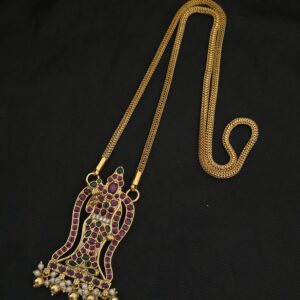Premium Matt Finish Meenakshi Kemp Locket Chain