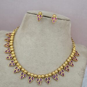 Premium Matt Ad Stone Necklace With Stud