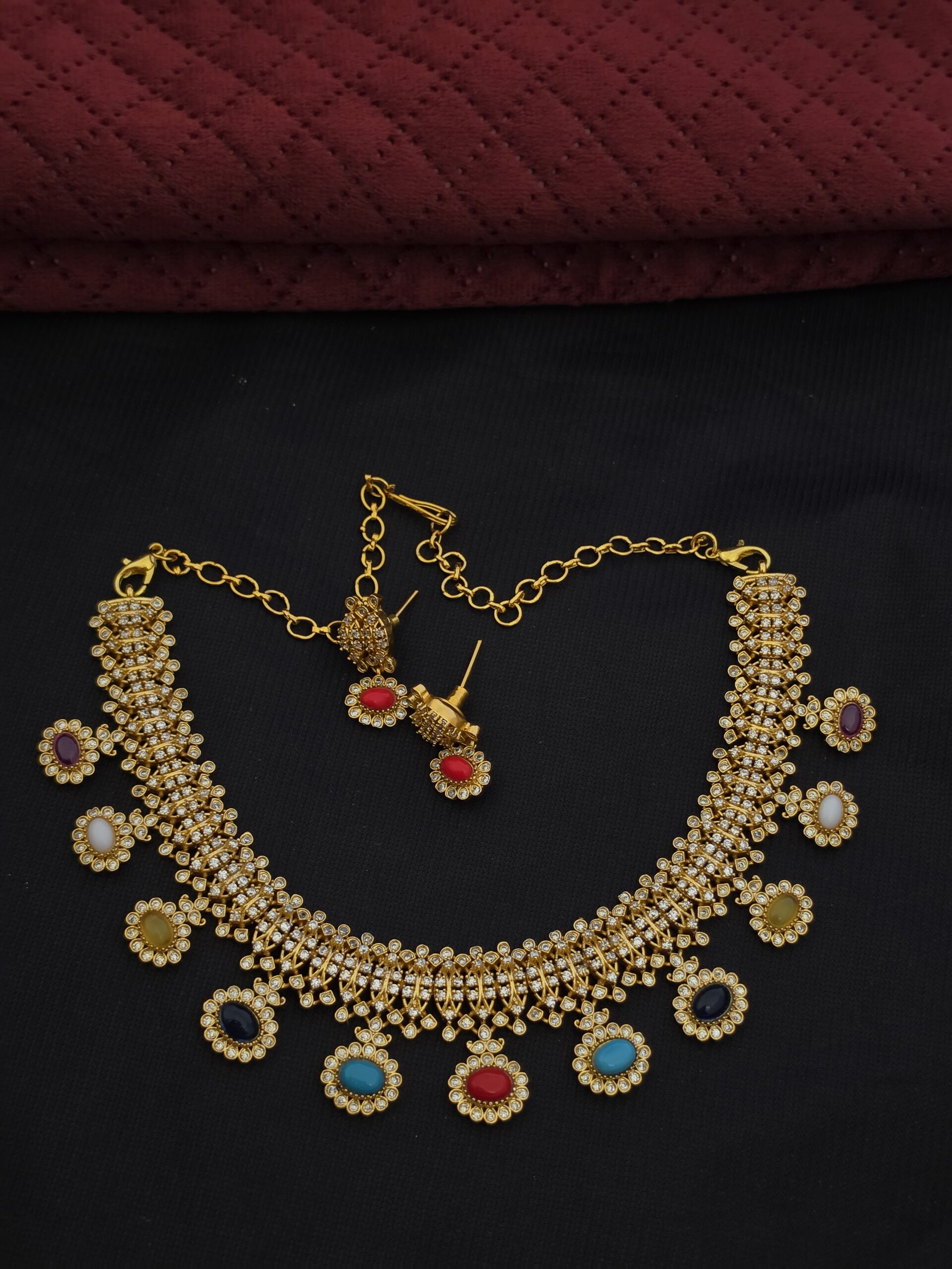 Premium Matt Navaratna Necklace