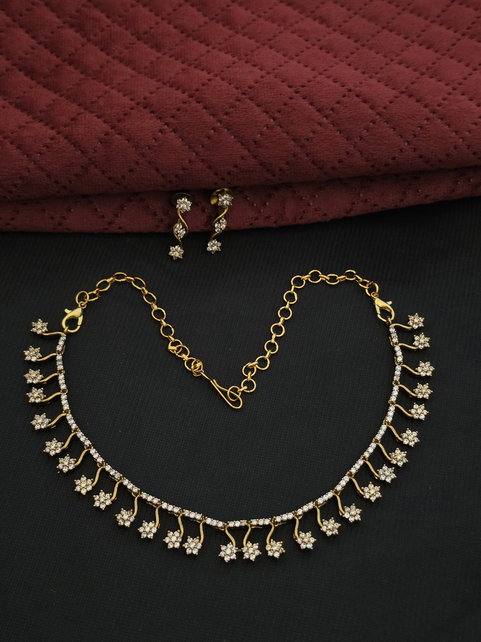 Premium matt Ad Stone Necklace With Stud