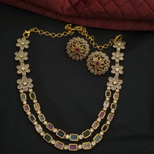 Premium Matt Navaratna Ad Stone Necklace