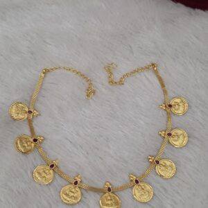 Premium foaming ruby Stone Lakshmi Coin Necklace