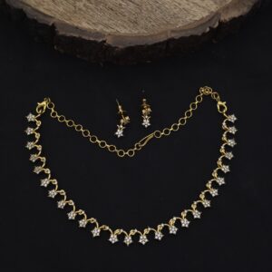 Premium Matt Ad Stone Flower Necklace
