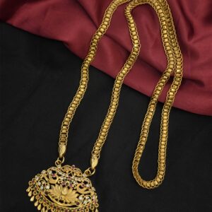 Premium Impon Ad Stone Peacock Dollar Chain 32 Inch