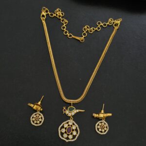 Premium Matt Finish Antique Peacock necklace with Stud