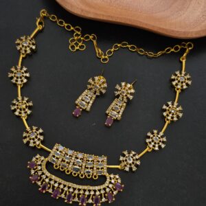 Premium Matt Finish Ad Stone Antique Necklace