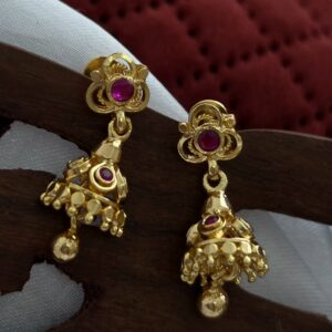 Premium foaming Ruby Stone Jhumkha.