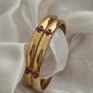 Premium Impon Flower Ruby Stone Bangle