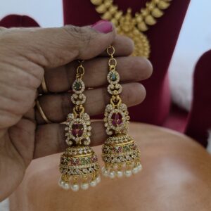 Premiumn Matt Ruby Stone Peacock Jhumkha